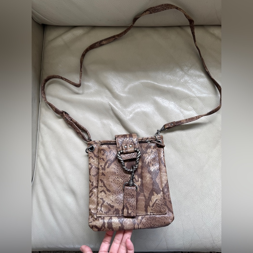 Snake Print Textured PVC Leather Shoulder bag
